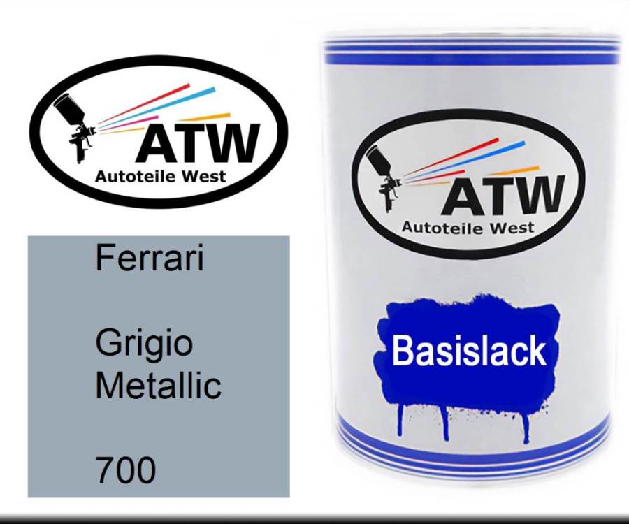 Ferrari, Grigio Metallic, 700: 500ml Lackdose, von ATW Autoteile West.